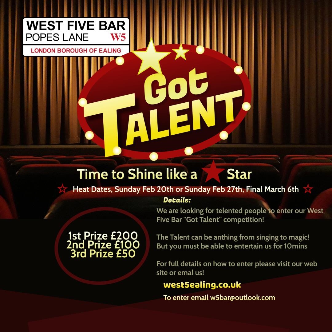 West Five Bar ''Got Talent'' Tickets | Sunday 20th February 2022 (+ 2 ...