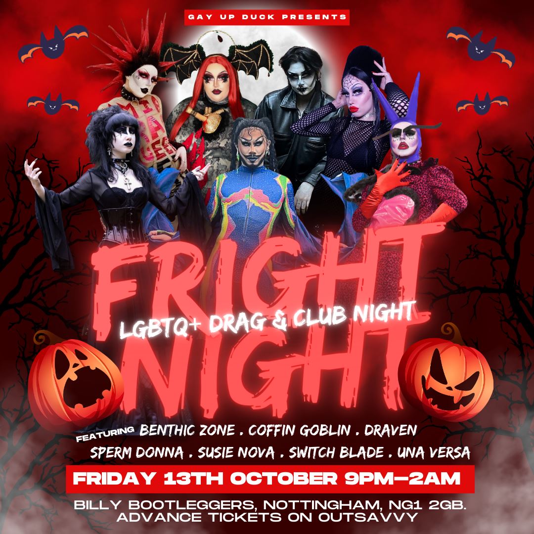 Gay Up Duck presents: Fright Night Tickets | Friday 13th October 2023 @  Billy Bootleggers Nottingham (formerly Percy Picklebackers), Nottingham |  Tickets Off Sale | OutSavvy